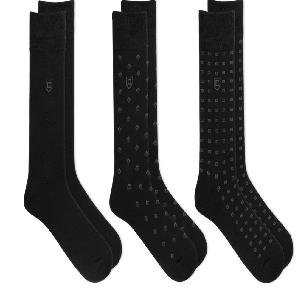 3 Chaps Classic Dress Diamond Crew Socks 3-Pair Pack Black, Blue, & Tan